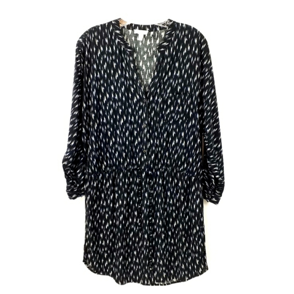 Soft Joie Cassina Black Abstract Print 3/4 Dolman Sleeve Shirt Dress Women Small